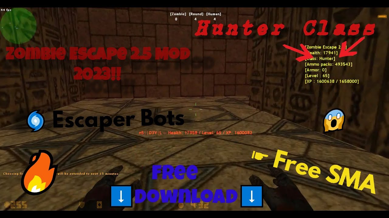 Counter Strike 1.6 Download Zombie Escape Mod + SMA + Escaper Bots #zombieescape #download