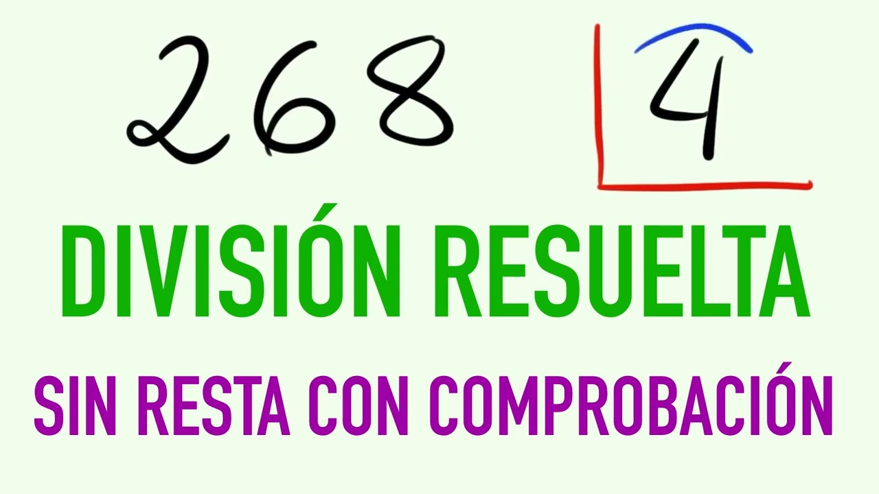 Ejemplos de divisiones de 1 cifra sin restar - Ejemplo 268 entre 4