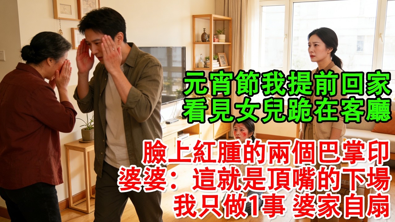 【完結爽文】元宵節 我提前回家，看見女兒跪在客廳，臉上紅腫的兩個巴掌印，婆婆：這就是頂嘴的下場！我只做1事 婆家自扇#情感故事 #為人處世 #故事 #短剧 #家庭倫理 #健康 #养生 #老年生活
