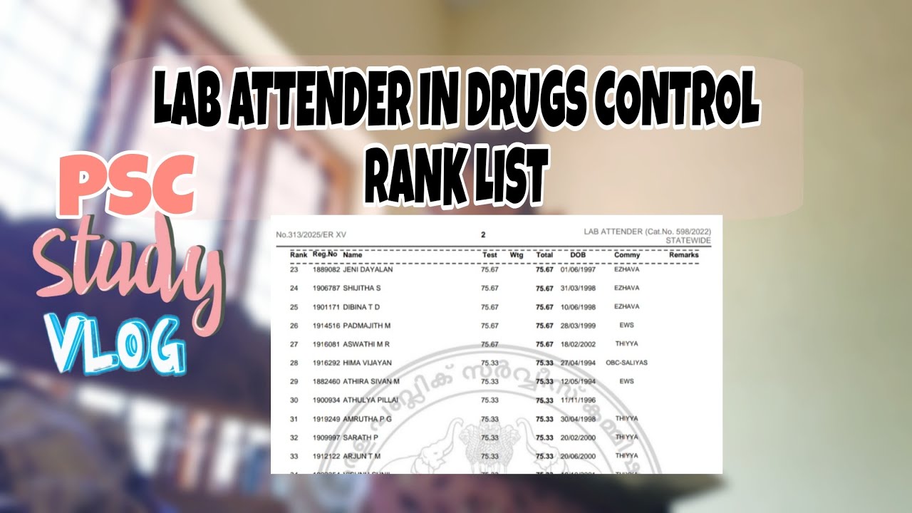 LAB ATTENDER IN DRUGS CONTROL RESULT OUT || PSC STUDY VLOG ||