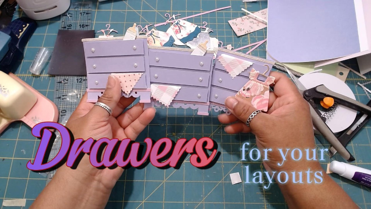 CUTE DRAWERS FOR LAYOUTS OR SCRAPBOOK ALBUMS