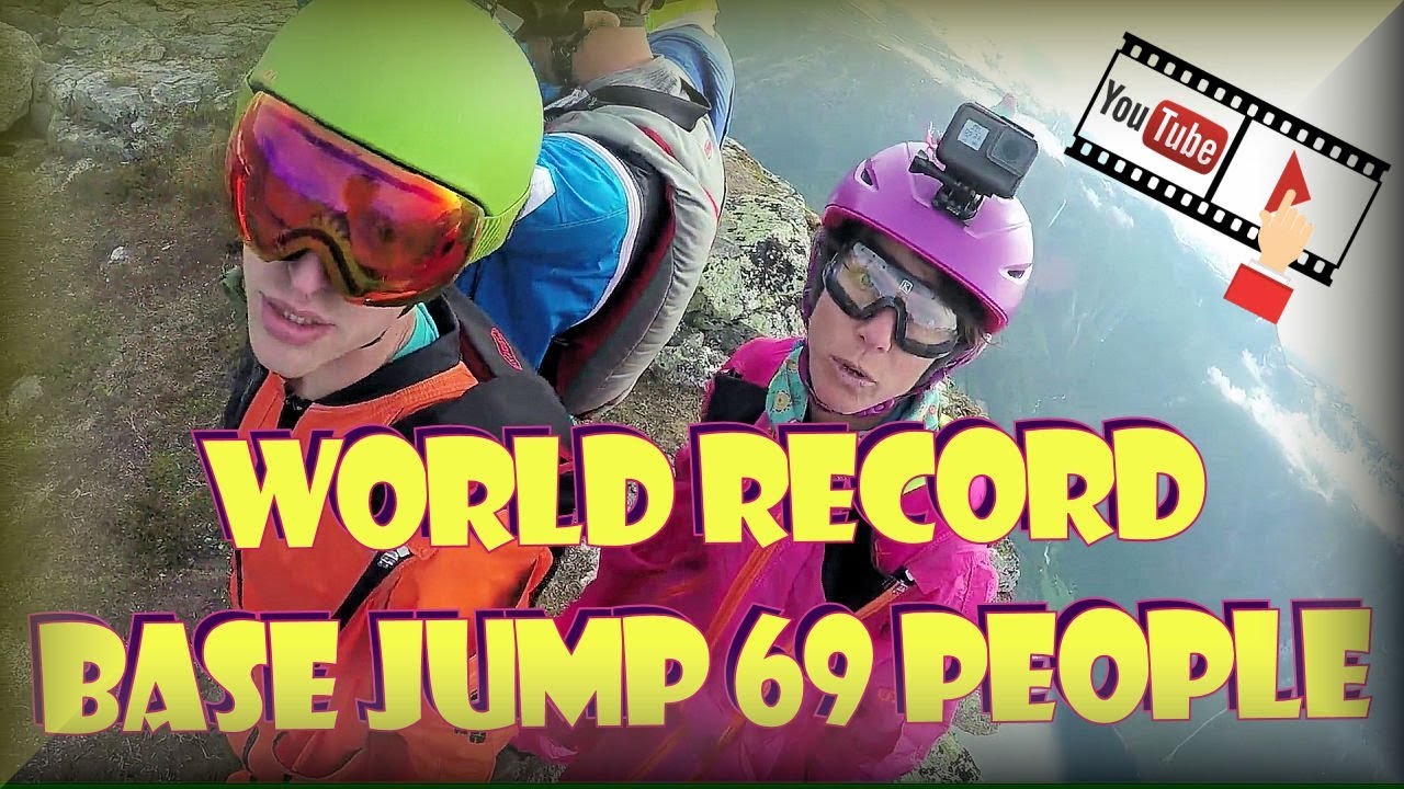 Wingsuit Eikesdalen 69 way base jump world record 2018 flying proximity action sports