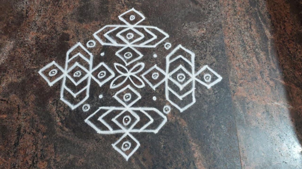 🌺🌺 15*1 dot easy rangoli design 🌺🌺