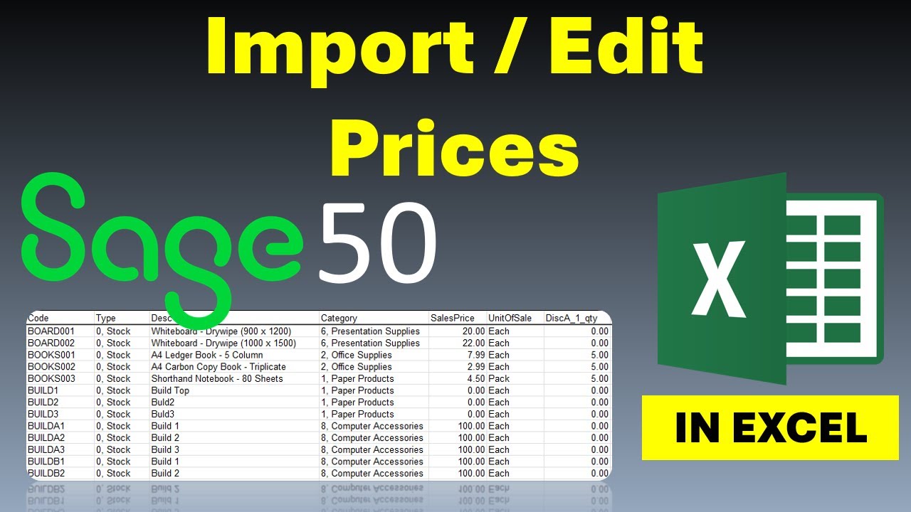 Sage 50 - Extract and Import Prices using PostTrans filters