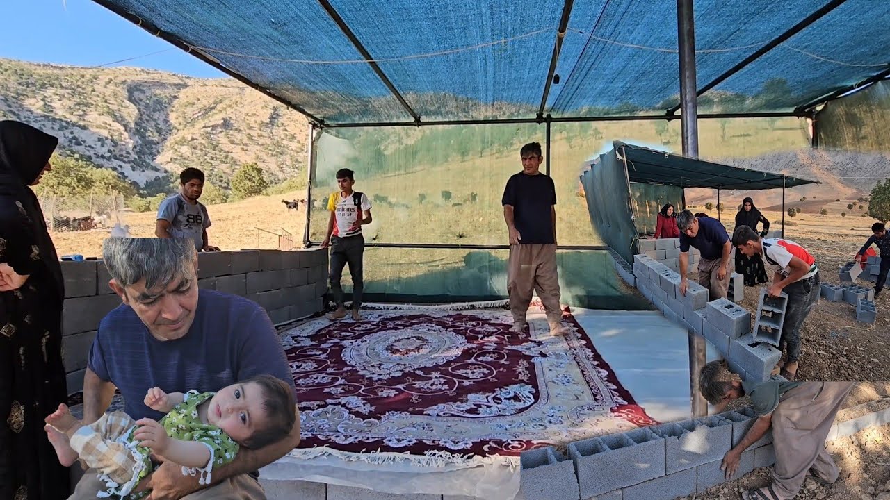 🏔️ Nomadic Family Builds Sheep Shelter & Enjoys Mountain Life 🐑.
