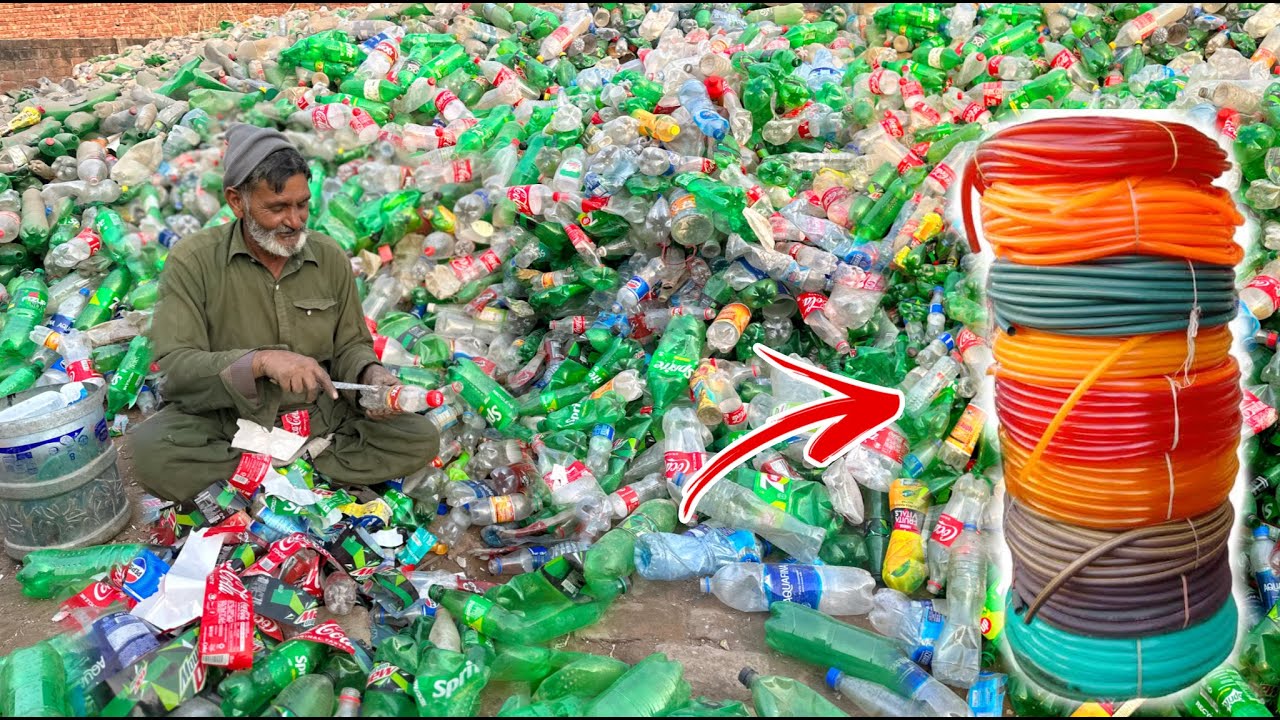Recycling Process of Millions Plastic Bottles waste into Garden Pipe | Material Recycling