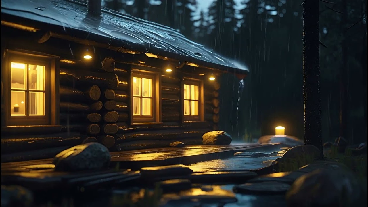 Rain And Frog Sounds at Night  Cozy Cabin ASMR for Deep Sleep