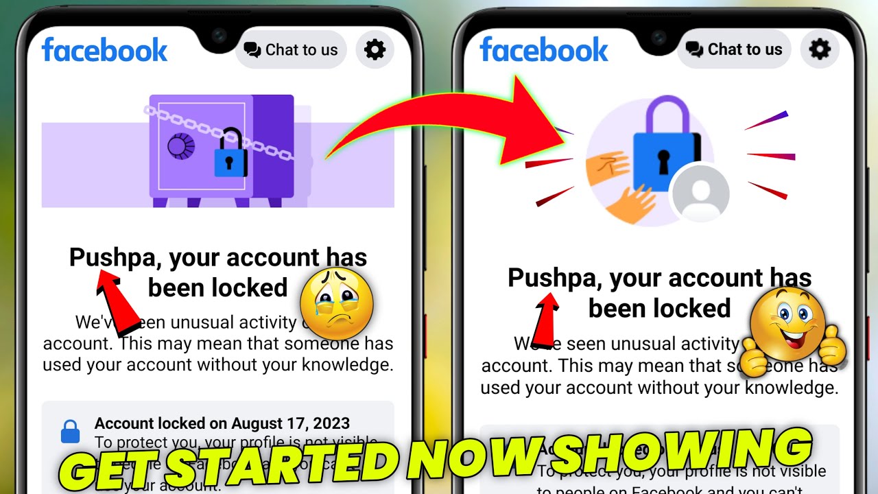Facebook Lock Get Started Problem | Facebook locked get started not showing | How to unlock Facebook