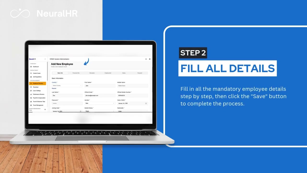 Easily learn how to add a new employee in your HRMS system