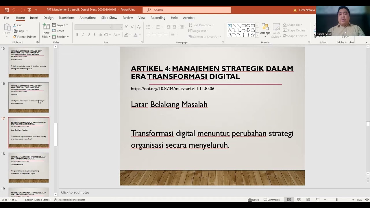 video 5 artiker terublikasi Manajemen Strategik