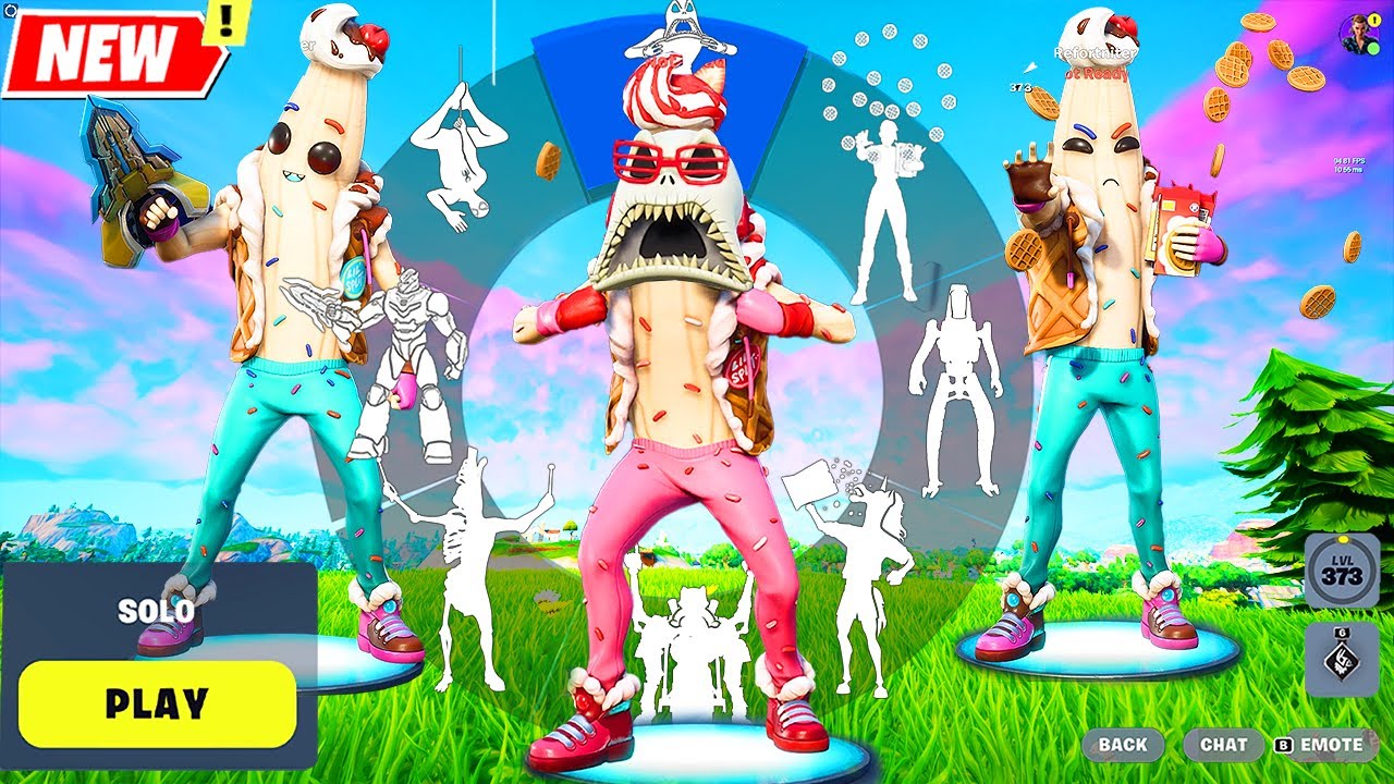Lil Split Fortnite (Ice Cream Peely) doing all Funny Built-In Emotes (Peely x Lil Whip)