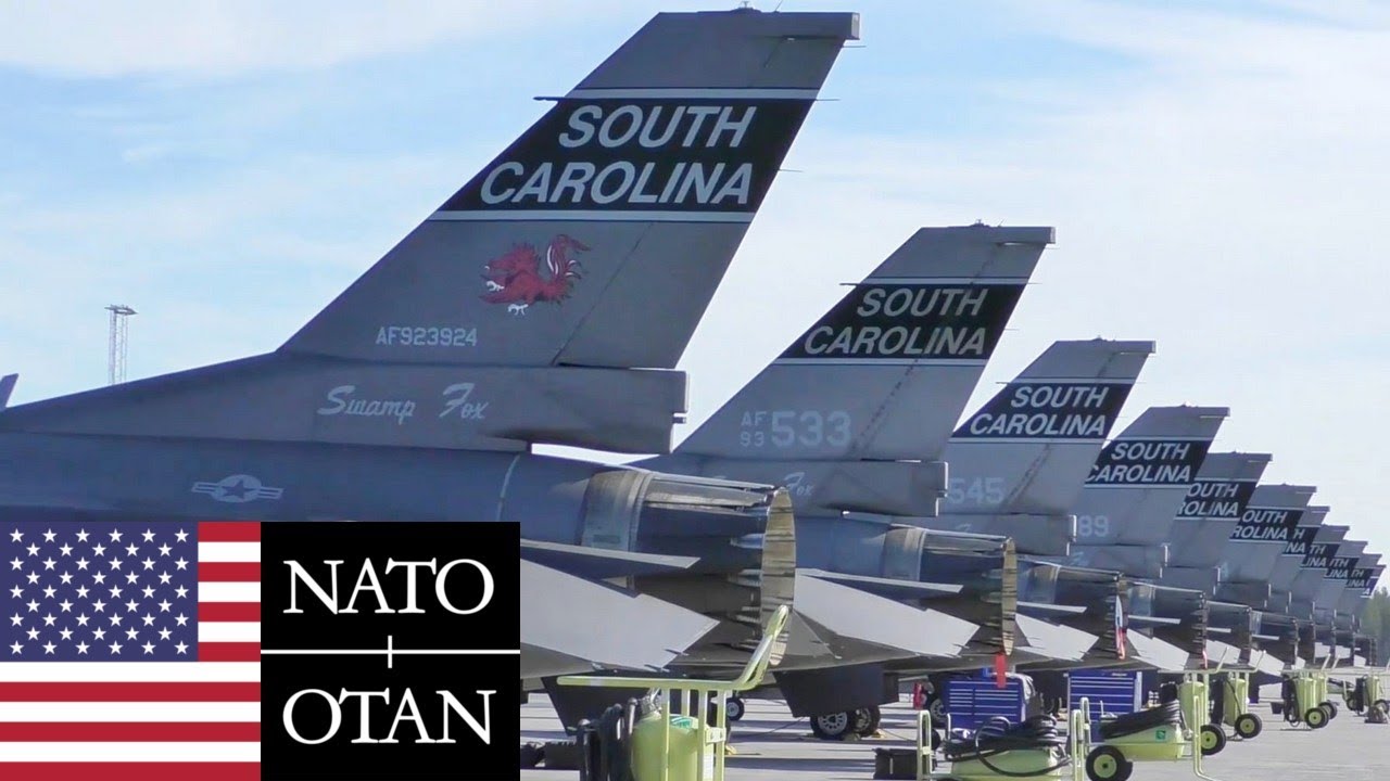 US Air Force, NATO. Strong F-16 Fighting Falcons on an exercise in Sweden.
