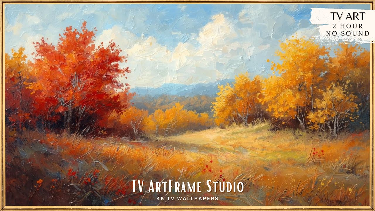 Autumn Glow in the Woods | Golden Forest Painting | 4K Frame TV Art