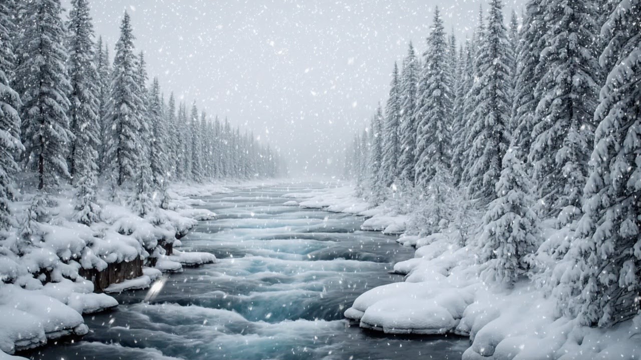 3 Hours of Snowfall & River Sounds | Winter Ambience for Sleep, Study & Relaxation
