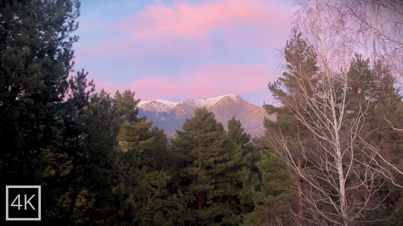 Week 5 | Until Night Falls – Pink Winter Sunset in the Guadarrama Mountains | 1 Hour (no music)