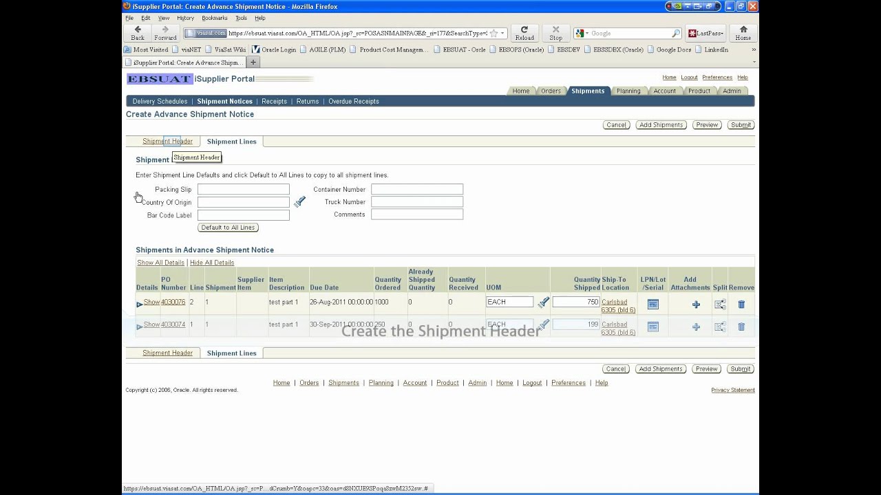 iSupplier Training - Create an ASN