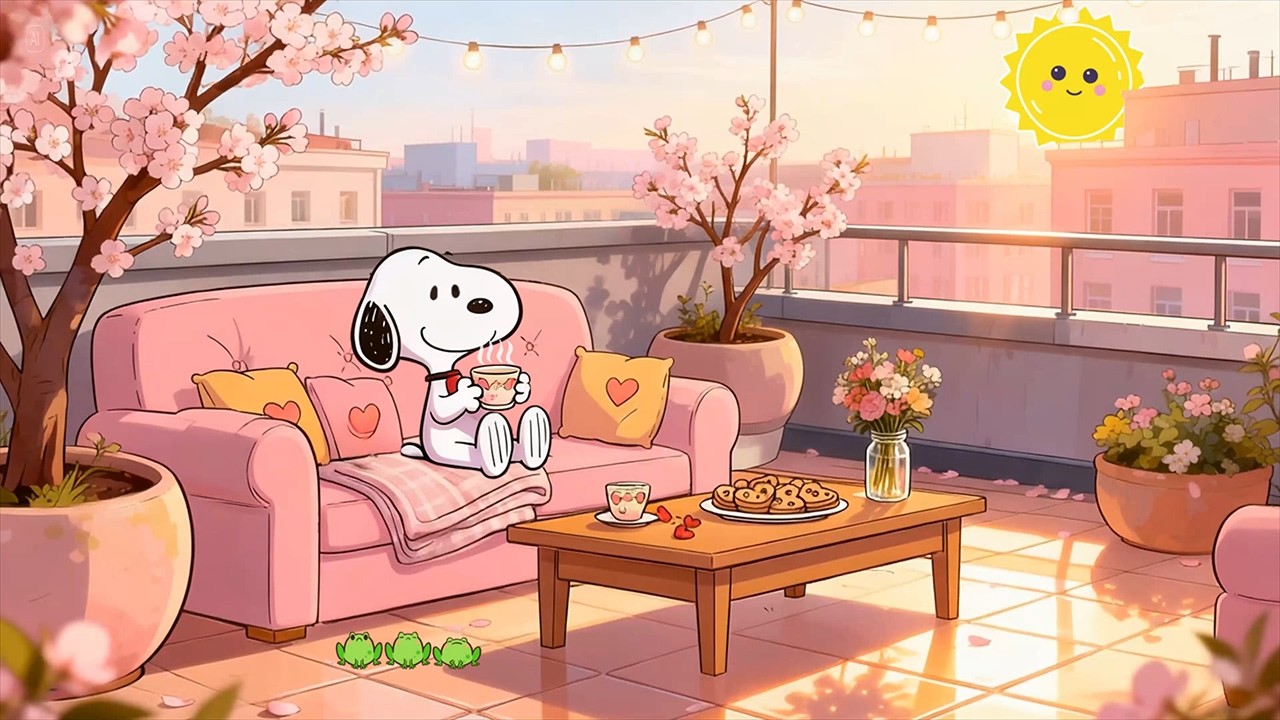 Spring Jazz with Snoopy 🌸 Cozy Jazz music ideal for studying, working and relaxing