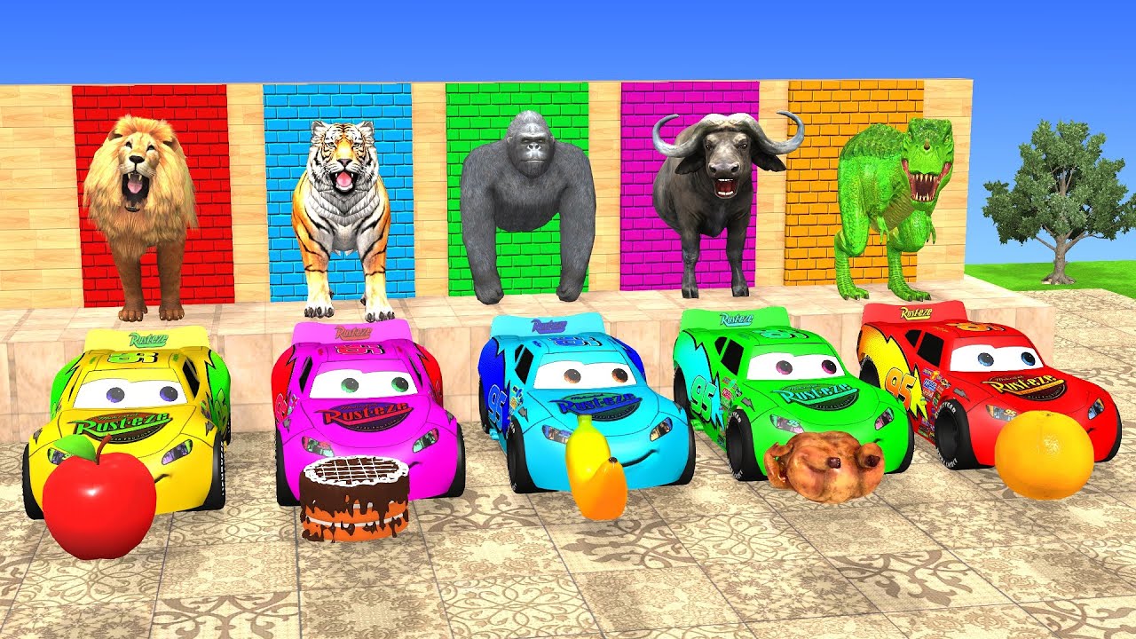 Long Slide Game With Cow Elephant Gorilla Hippopotamus Tiger 3d Animal Game Funny 3d Animals