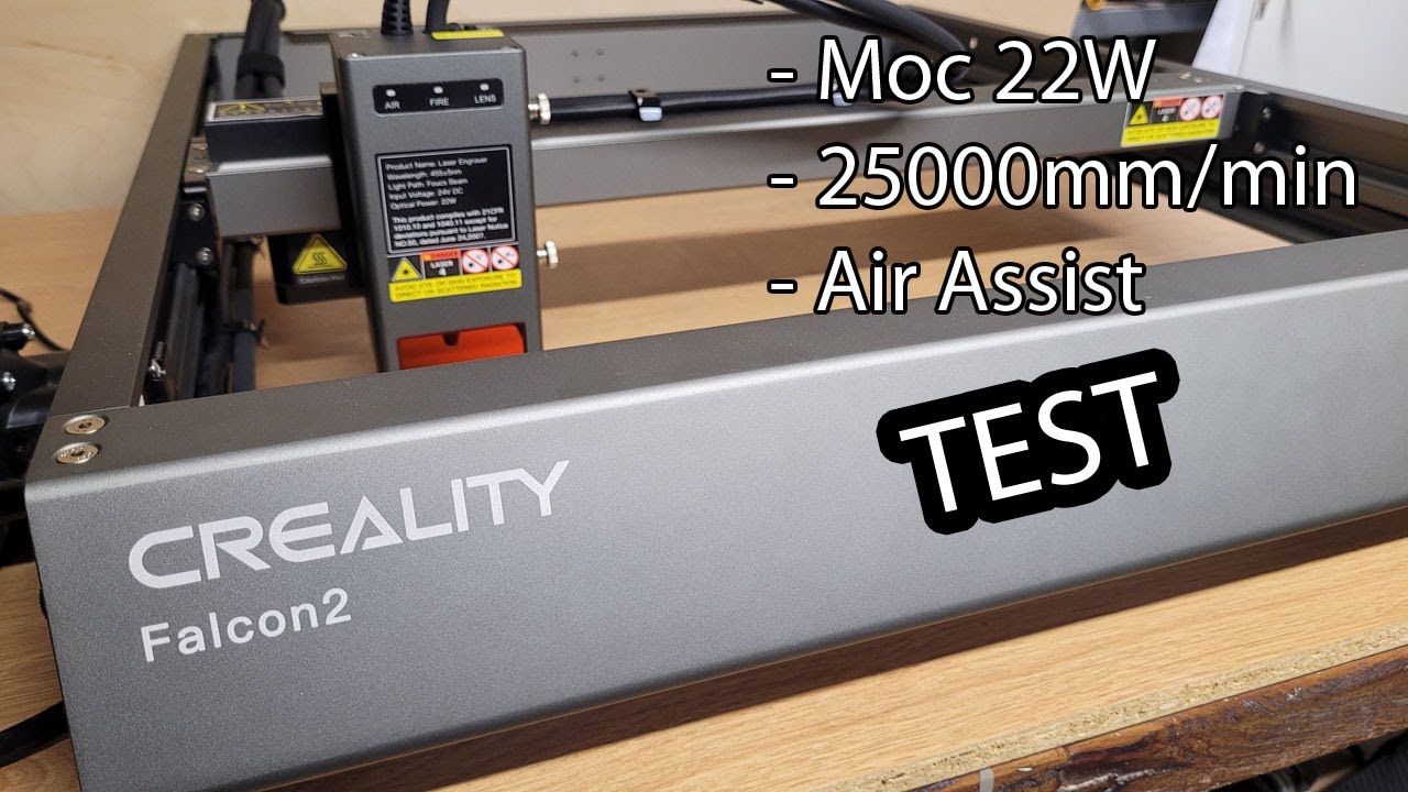 Creality Falcon2 Laser 22W TEST - 25000 mm/m AIR ASSIST Grawerka Laserowa