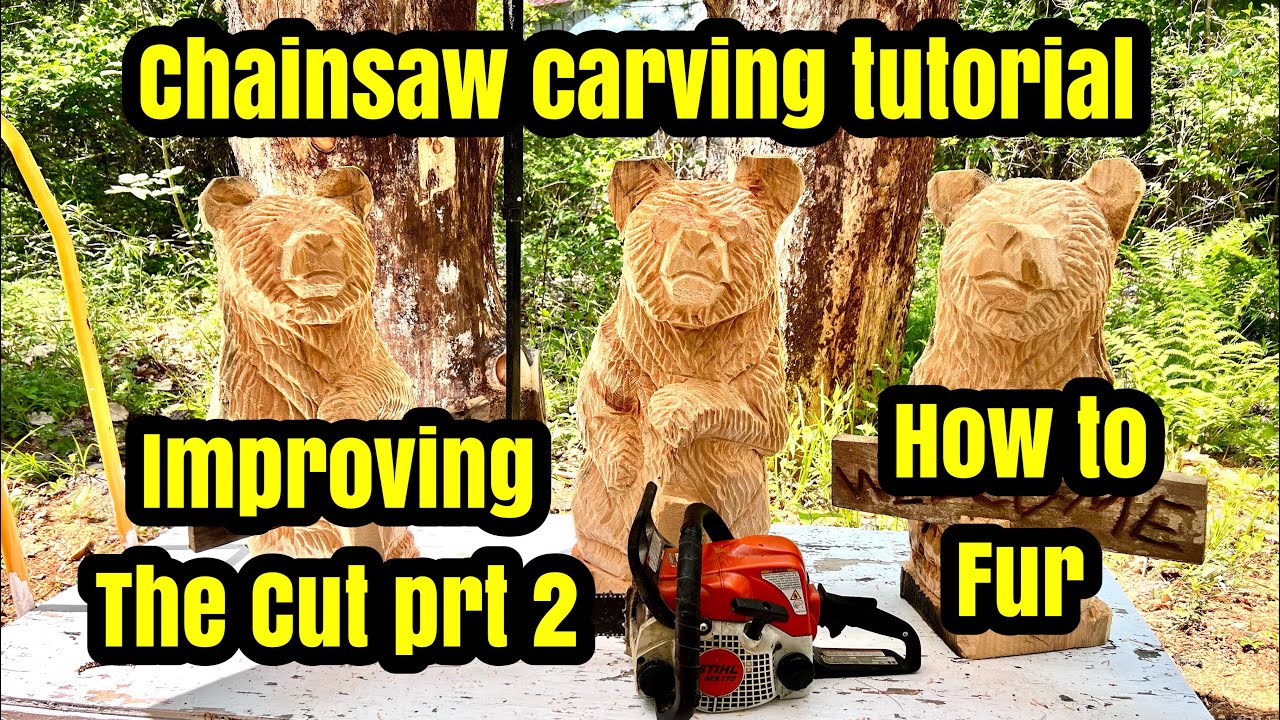 Chainsaw carving tutorial. How to carve fur