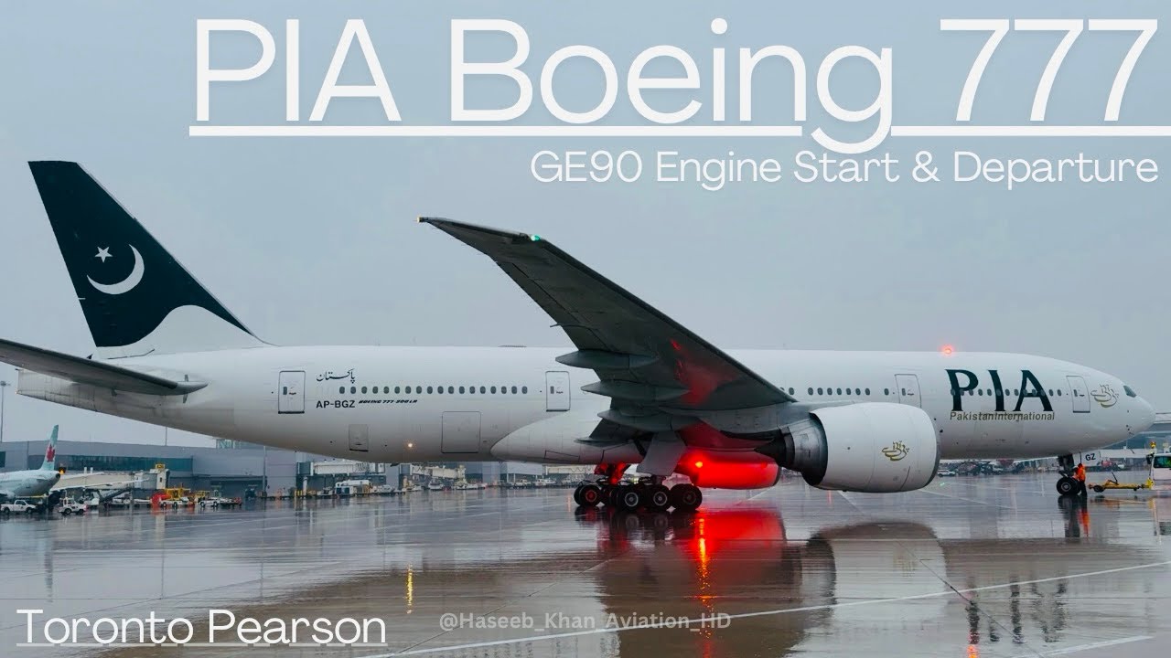 GE90 ENGINE START! PIA Boeing 777 At Toronto Pearson! #pakistan #pia #piatoronto #yyz #toronto