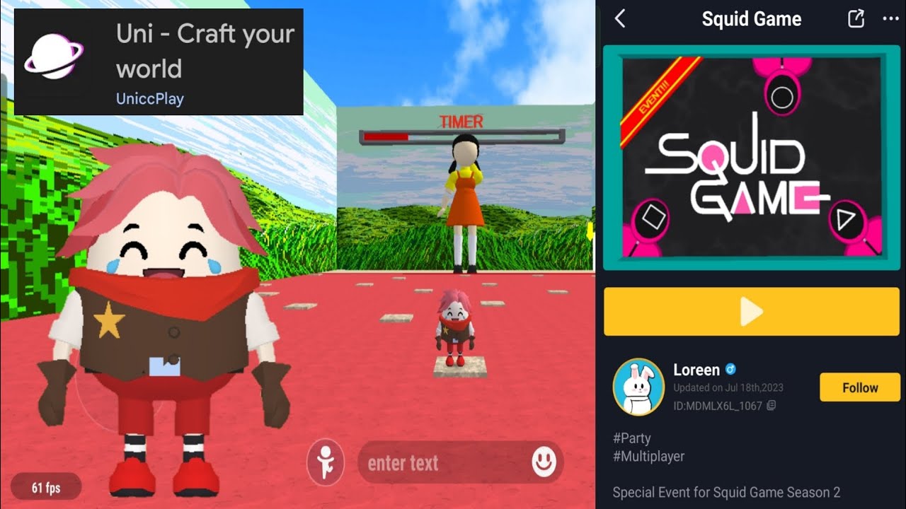 🎉 Squid Game l Full Gameplay l UNI Craft your world 🎉
