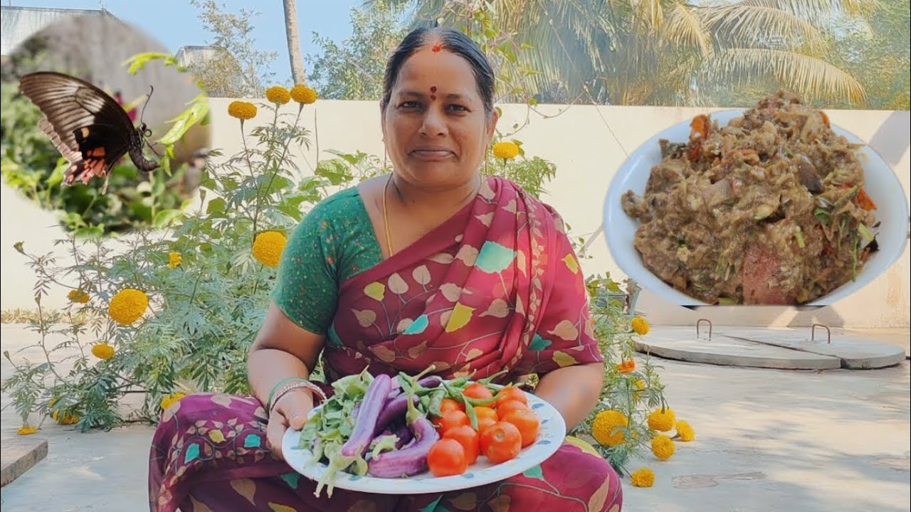  వంకాయటమాటా రోటి పచ్చడి |  vanakayitomato roti pachadi | village cooking and gardening 