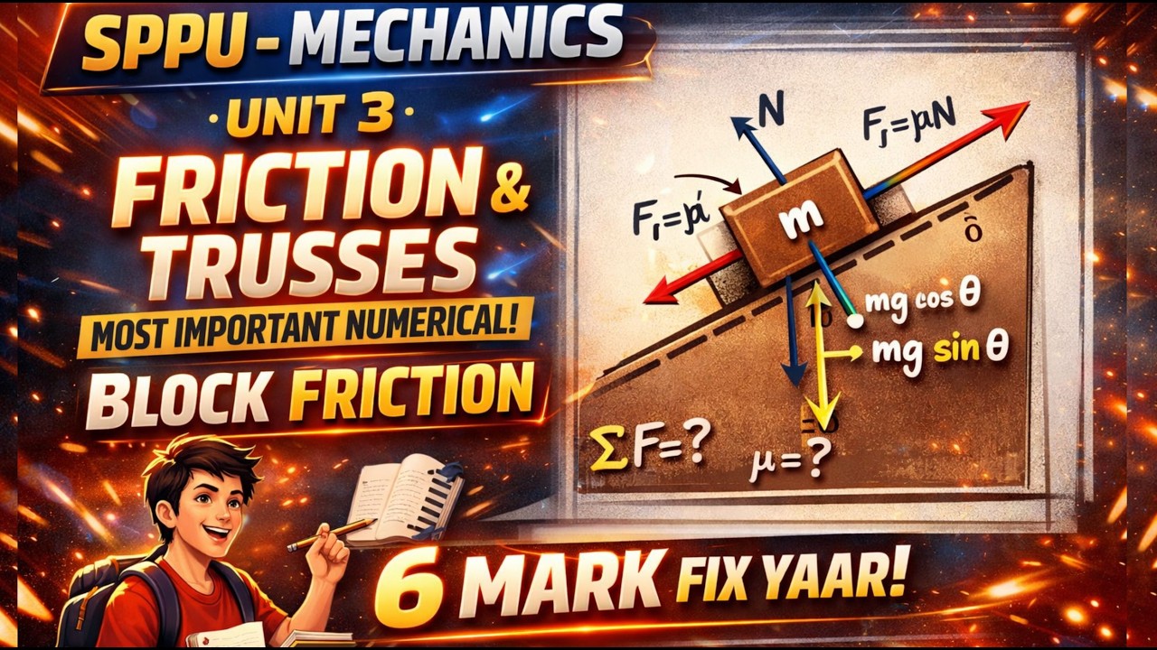 SPPU Engineering Mechanics | Block Friction Numericals | 6 Marks Fix | Unit 3 Friction and Truss