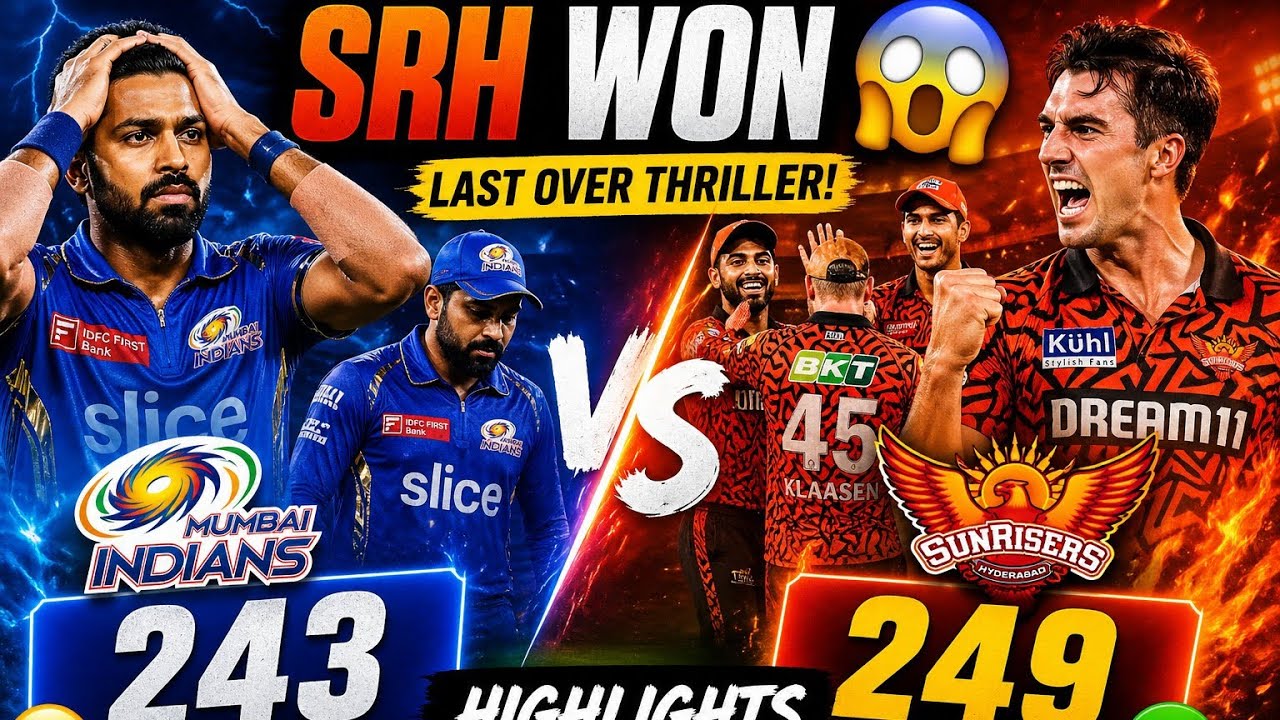 Обзор матча Mumbai Indians против Sunrisers Hyderabad MI ПРОТИВ SRH (МИ 243, SRH 249, Победитель 🏆)