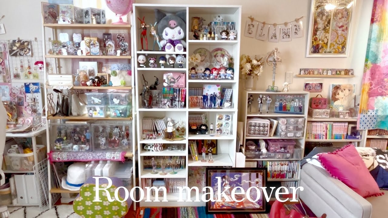 Room makeoverのvlog🧚🫧フィギュア大量開封🩷漫画にグッズに飾って収納していく✊