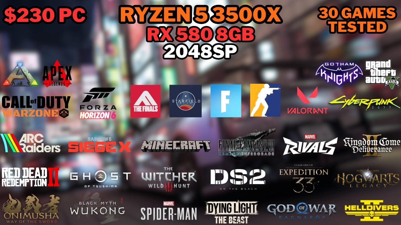 Игровой ПК за 230 долларов в 2026 году | RX 580 8 ГБ (2048 SP) + Ryzen 5 3500X | 1080p, низкие и ...