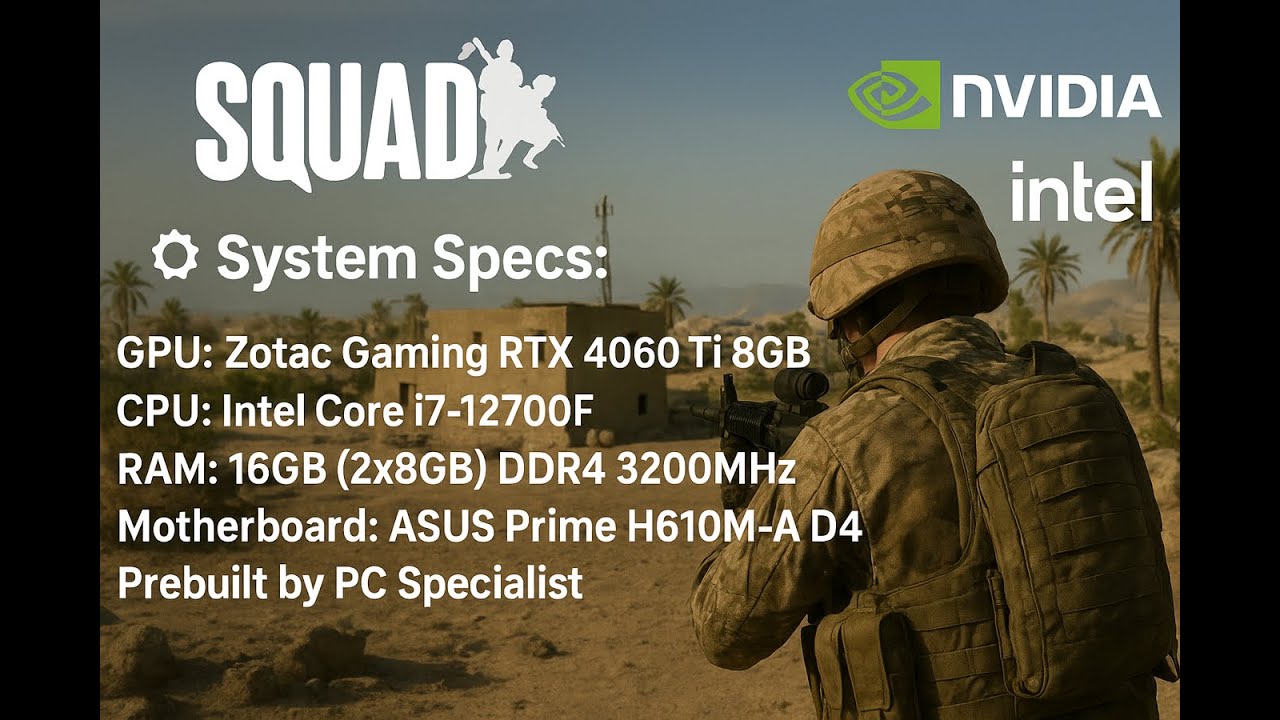 Squad Benchmark Gameplay | RTX 4060Ti + i7-12700F | Epic, High, Medium & Low Settings 2025