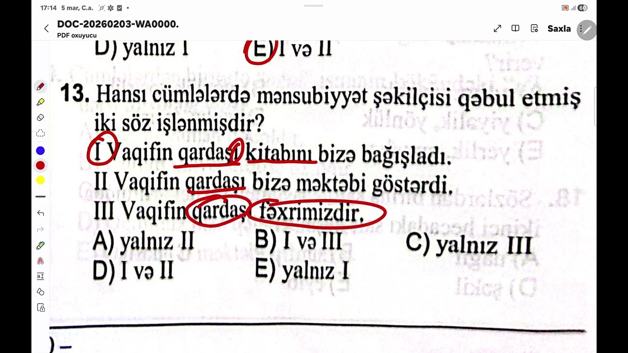 DİM I HİSSƏ 2025/ İsmin mənsubiyyətə görə dəyişməsi