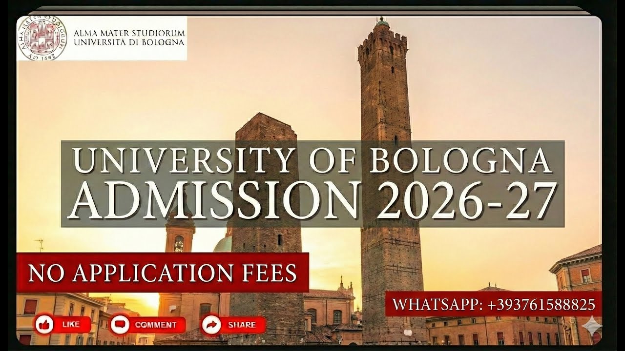 University of Bologna Admission 2026-27 | No Application Fee | Study in Italy 🇮🇹