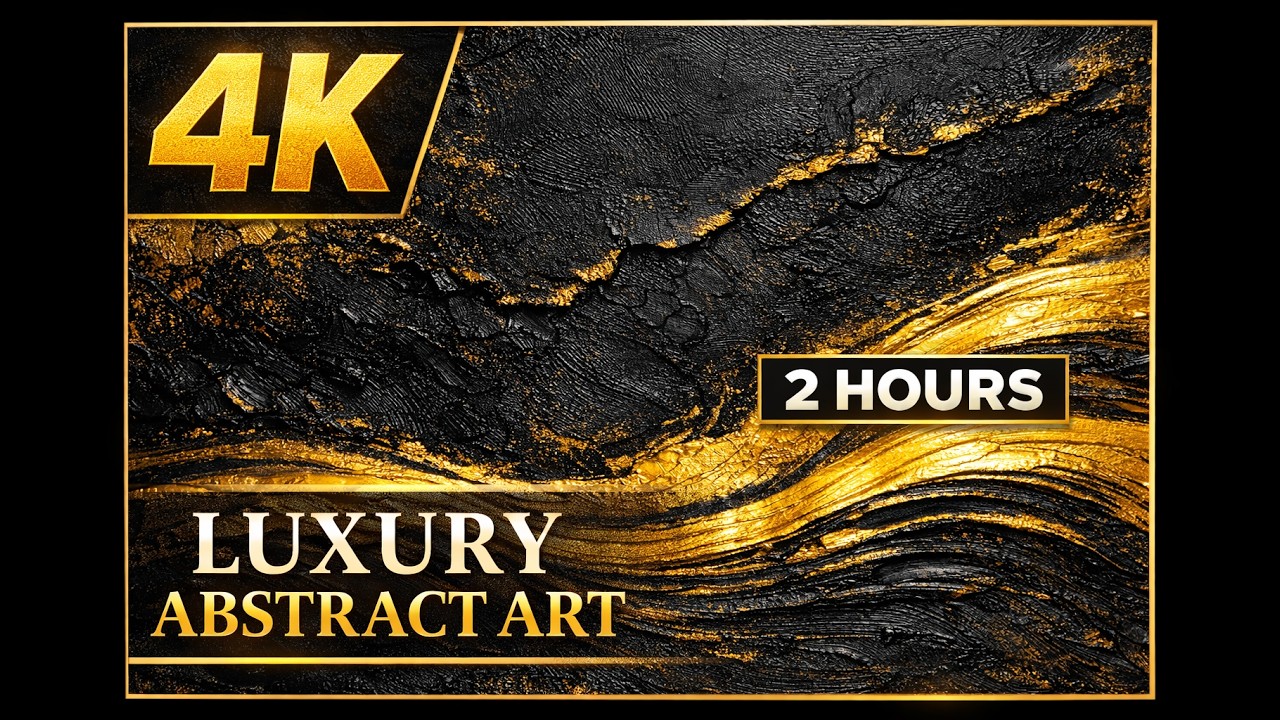 Luxury Black & Gold Abstract Art in 4K (2 Hours) | Relaxing TV Background
