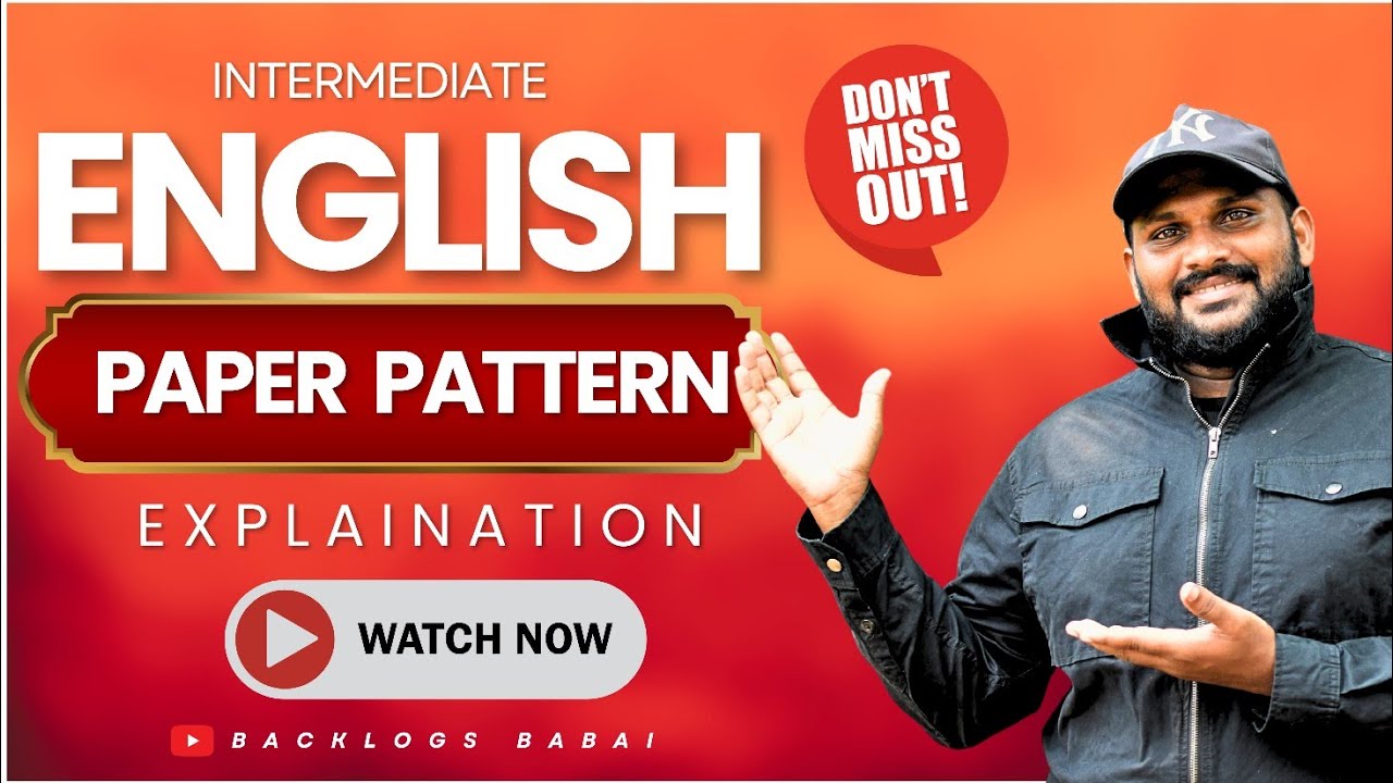 Inter 1st year // English paper pattern// 2025-26 // @backlogsbabai1797 //
