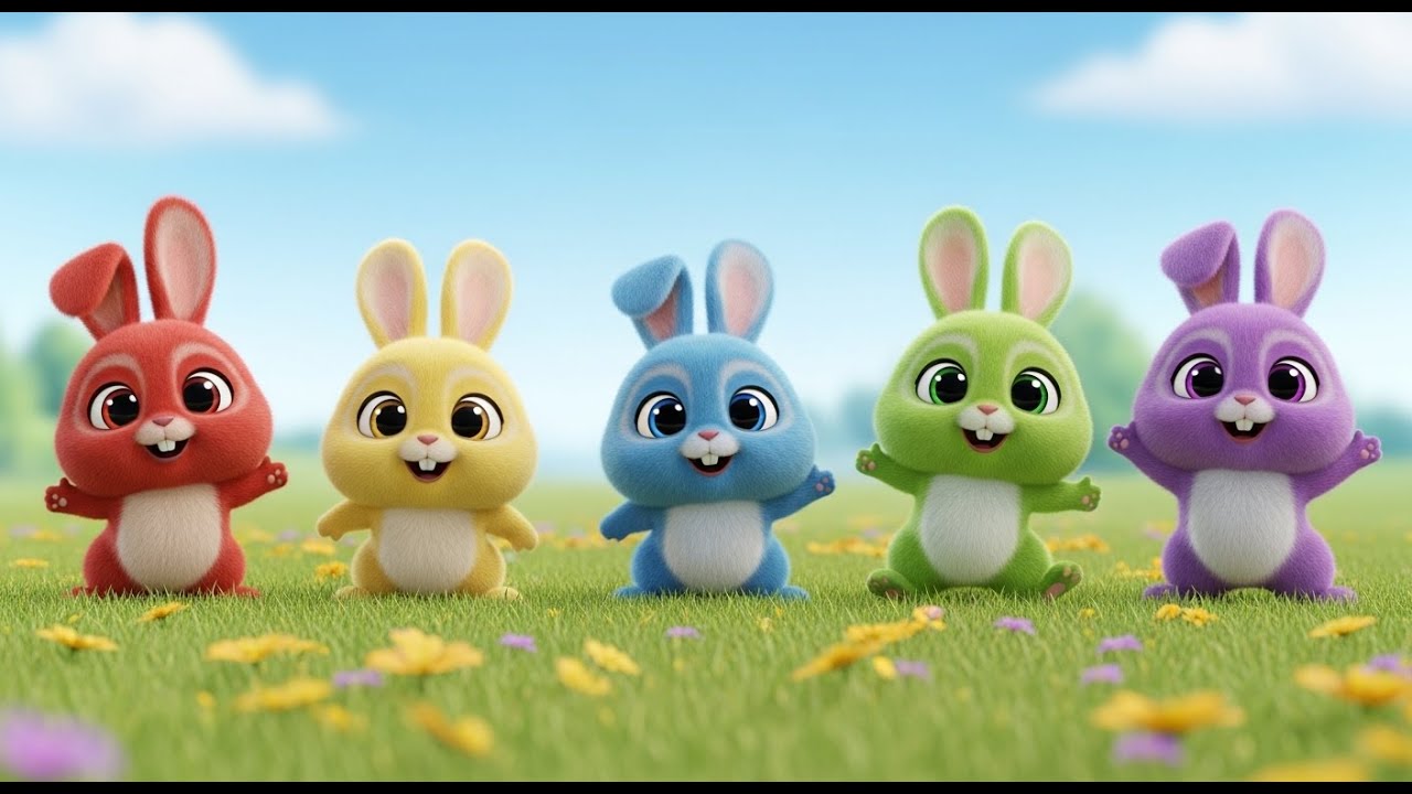 Fünf kleine Babykaninchen wackeln, wackeln, wackel | Lustiges Hasenlied für Kinder