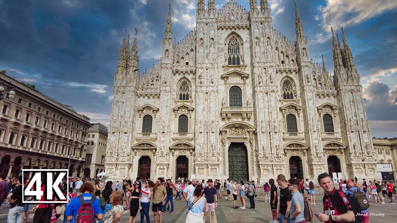 Milan, Italy 🇮🇹 evening walking tour around the Gothic Duomo di Milano cathedral