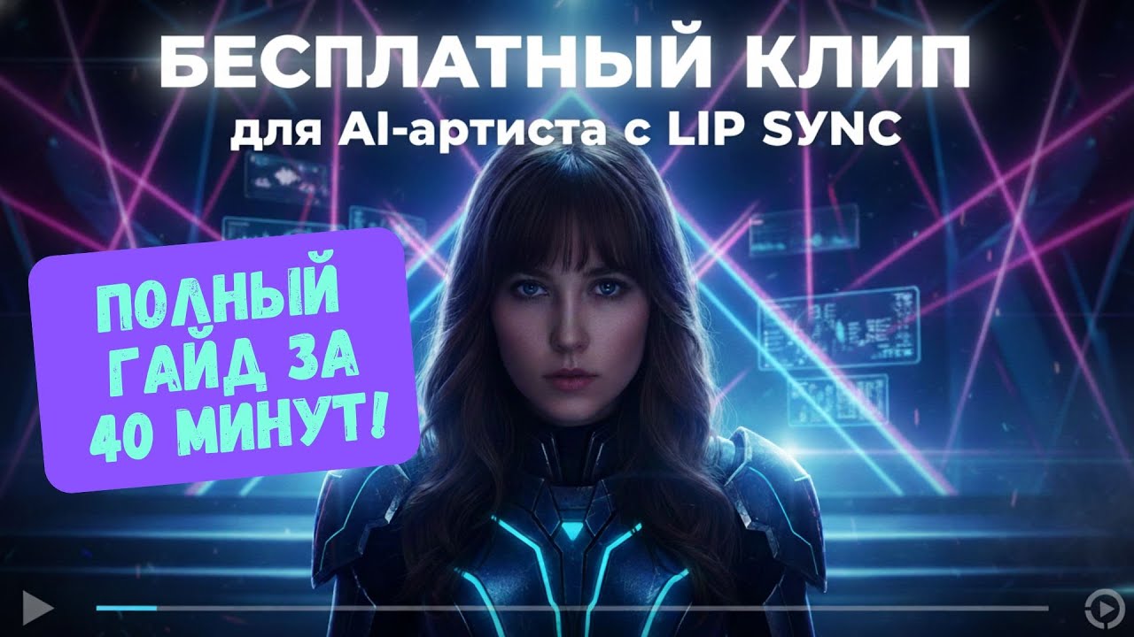 Как создать БЕСПЛАТНО клип с СИНХРОНИЗАЦИЕЙ ГУБ для AI-артиста🎤 Полный гайд за 40 минут!
