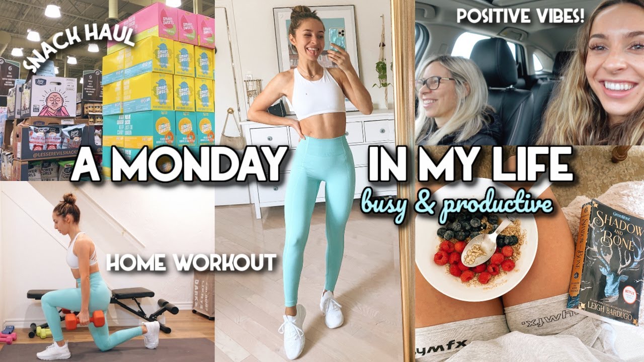 PRODUCTIVE START TO THE WEEK, HOME WORKOUT, HEALTHY SNACKS | Vlog