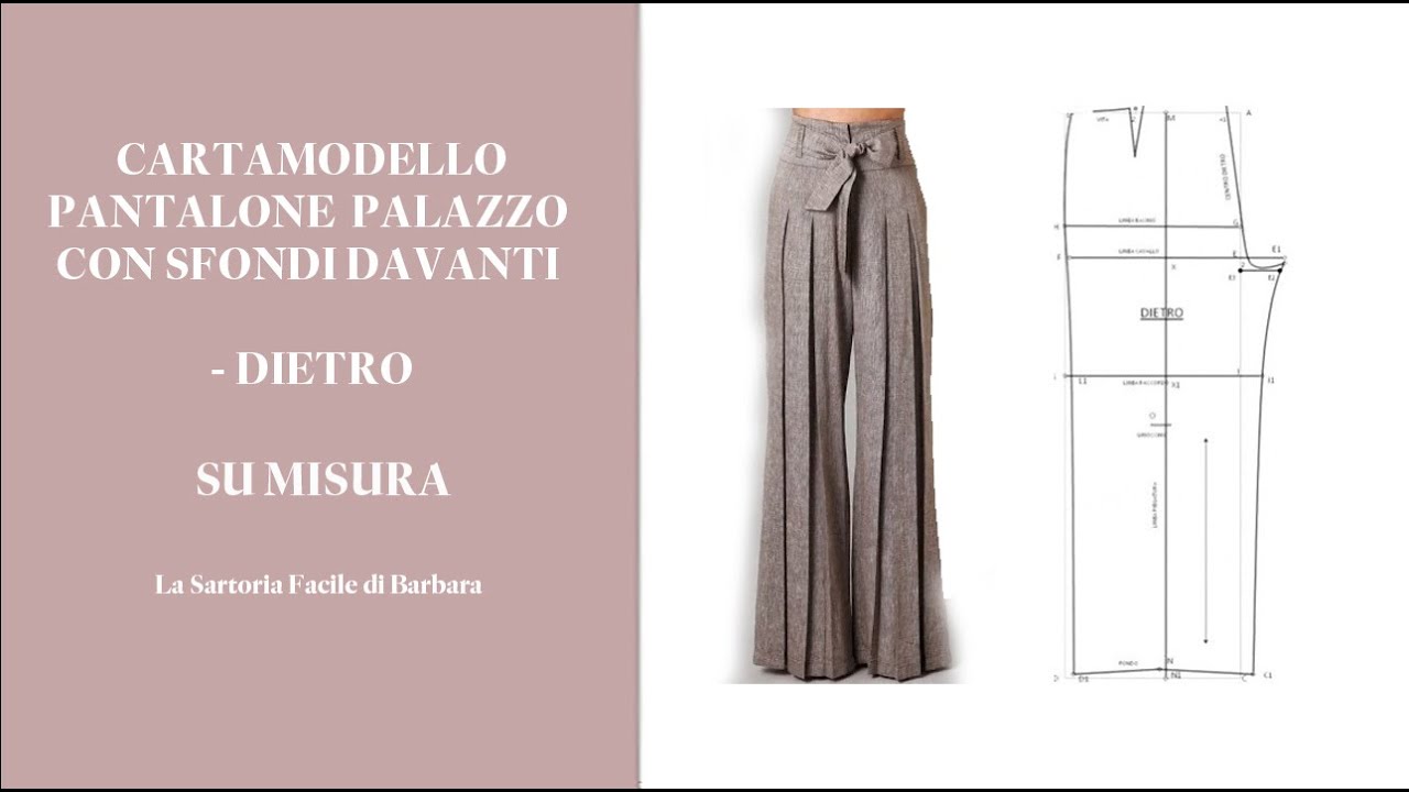 29  CARTAMODELLO PANTALONE PALAZZO CON SFONDI DAVANTI - DIETRO