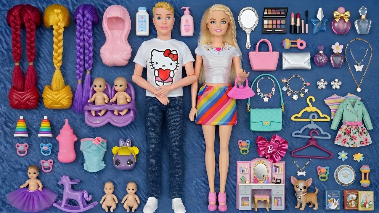 4 Minutes Satisfying with Unboxing Barbie Doll Family Playset，Cute Pinkfong Ambulance Car Toys ASMR