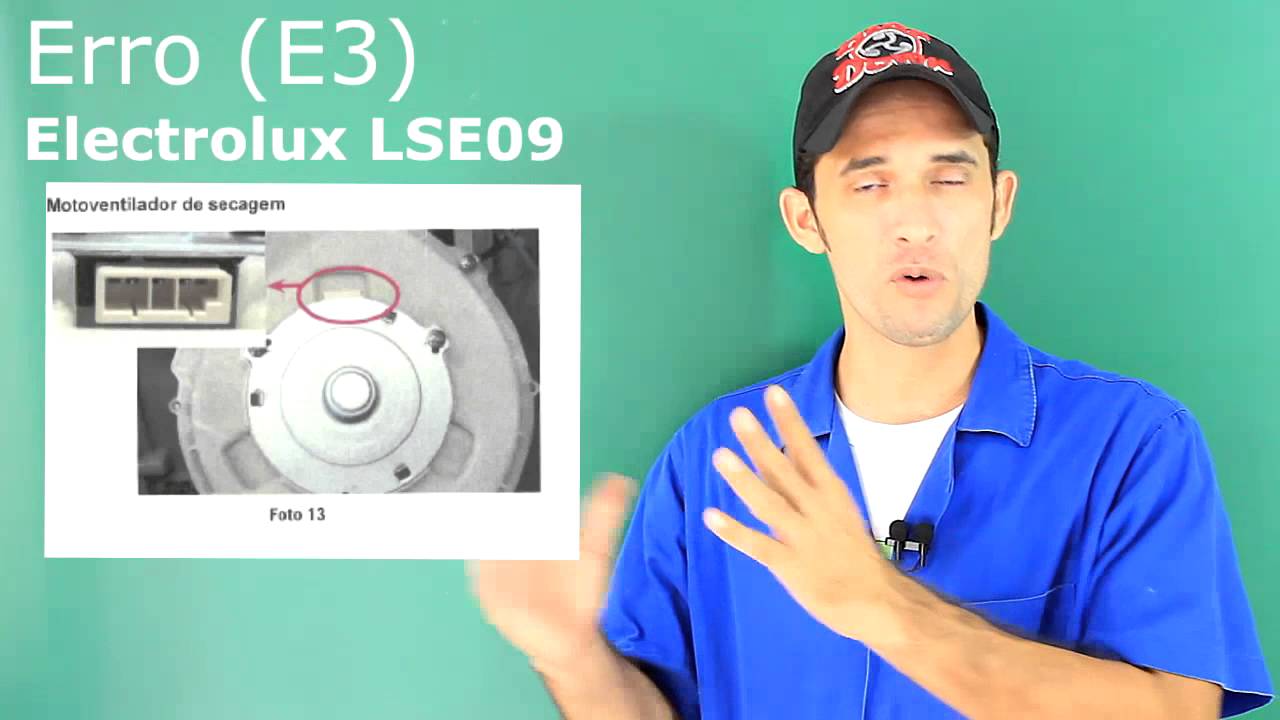 Código de erro E3 electrolux LSE 09 lava e seca