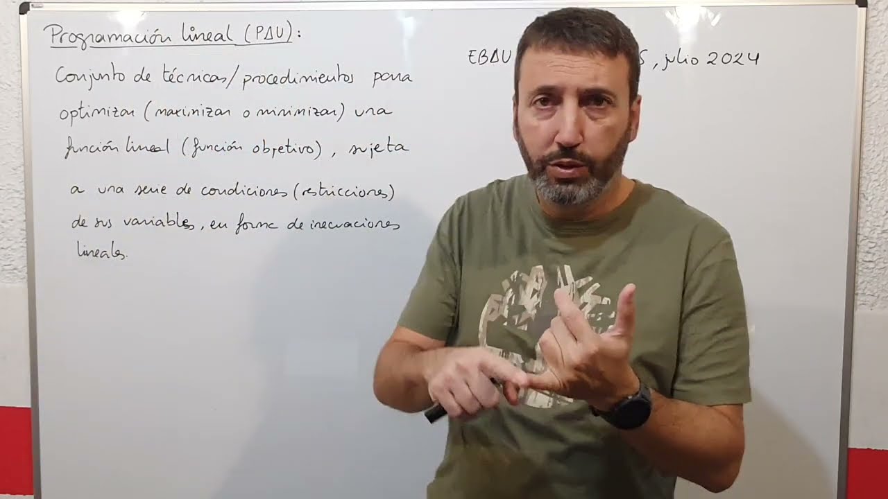5.1.0. Programación lineal (procedimiento y ejercicio EBAU-PAU)