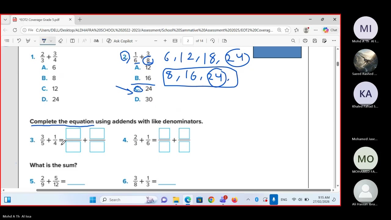 Math's EOT2 Exam Review   Grade 5 20260227 090716 Meeting Recording