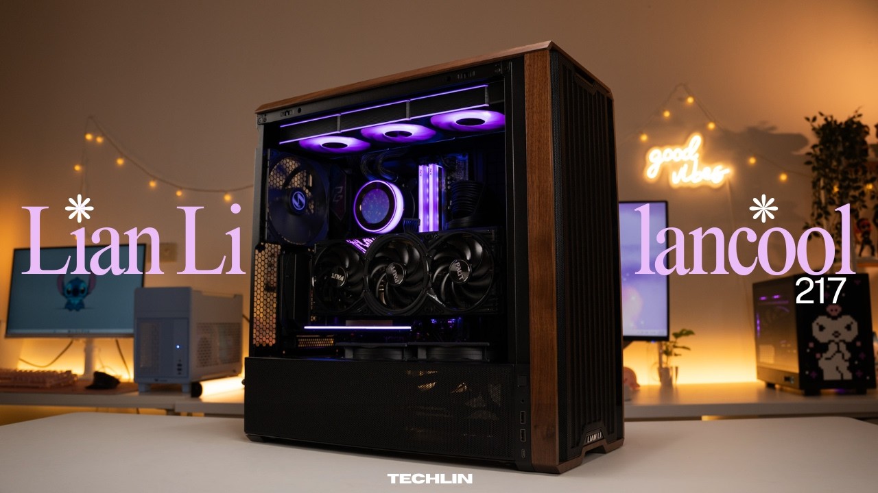 Aesthetic Black PC Build with Wood Accents ✨Lian Li Lancool 217