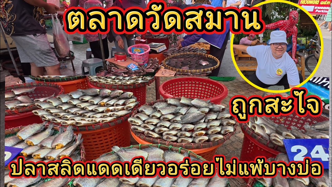 ตลาดวัดสมานรัตนาราม | จังหวัดฉะเชิงเทรา | ปลาสลิดแดดเดียวอร่อยไม่แพ้บางบ่อ | ถูกสะใจ | @NuiOnTour 