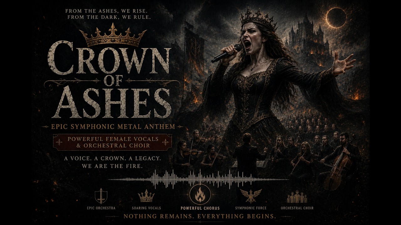 Crown of Ashes 👑🔥 | Epic Symphonic Metal Anthem | Powerful Female Vocals & Orchestral Choir