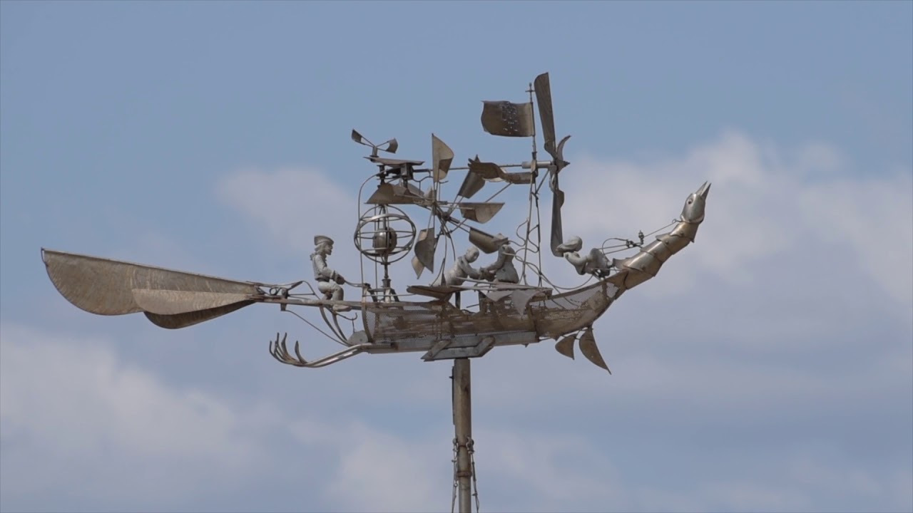 Slow-motion video of Fortaleza de Lagos Weather Vane. Lagos, Portugal. Sep 2019