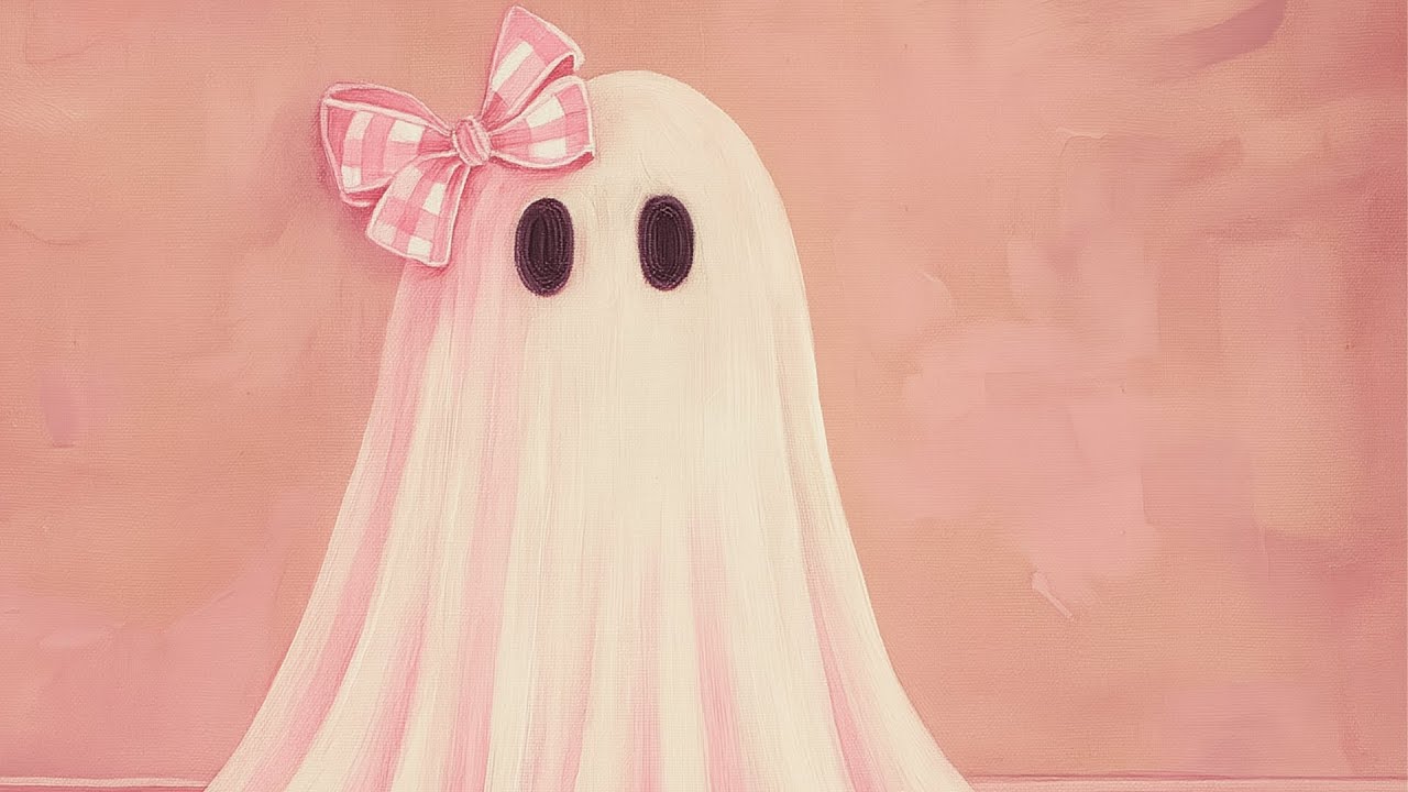 PINK Ghost Halloween Wallpaper for your TV | SILENT screensaver #halloweentvart #tvwallpaper